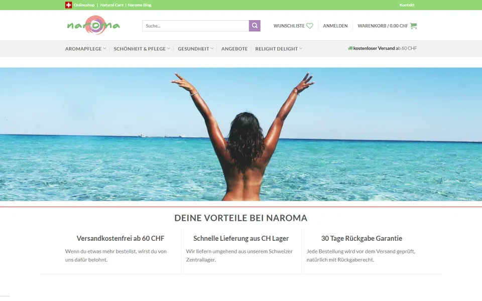 Screenshot von naroma.ch