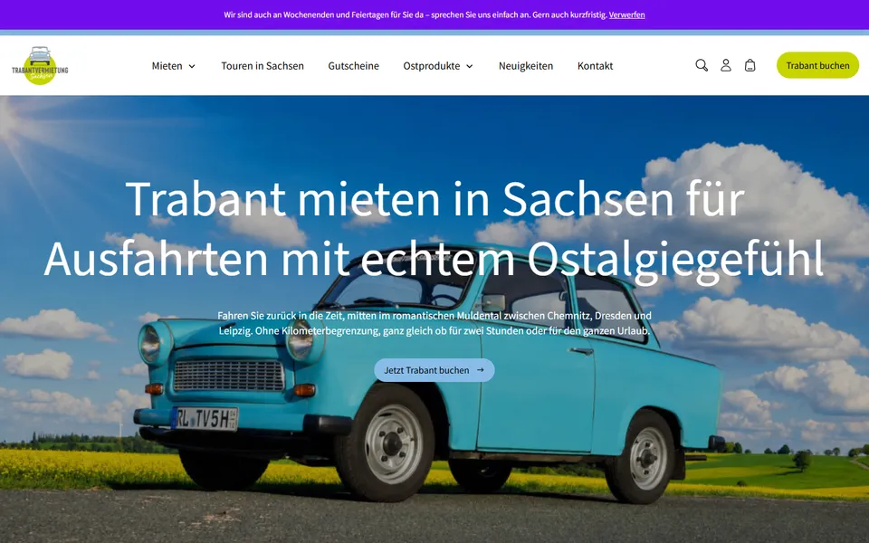 Screenshot von trabantvermietung-sachsen.de